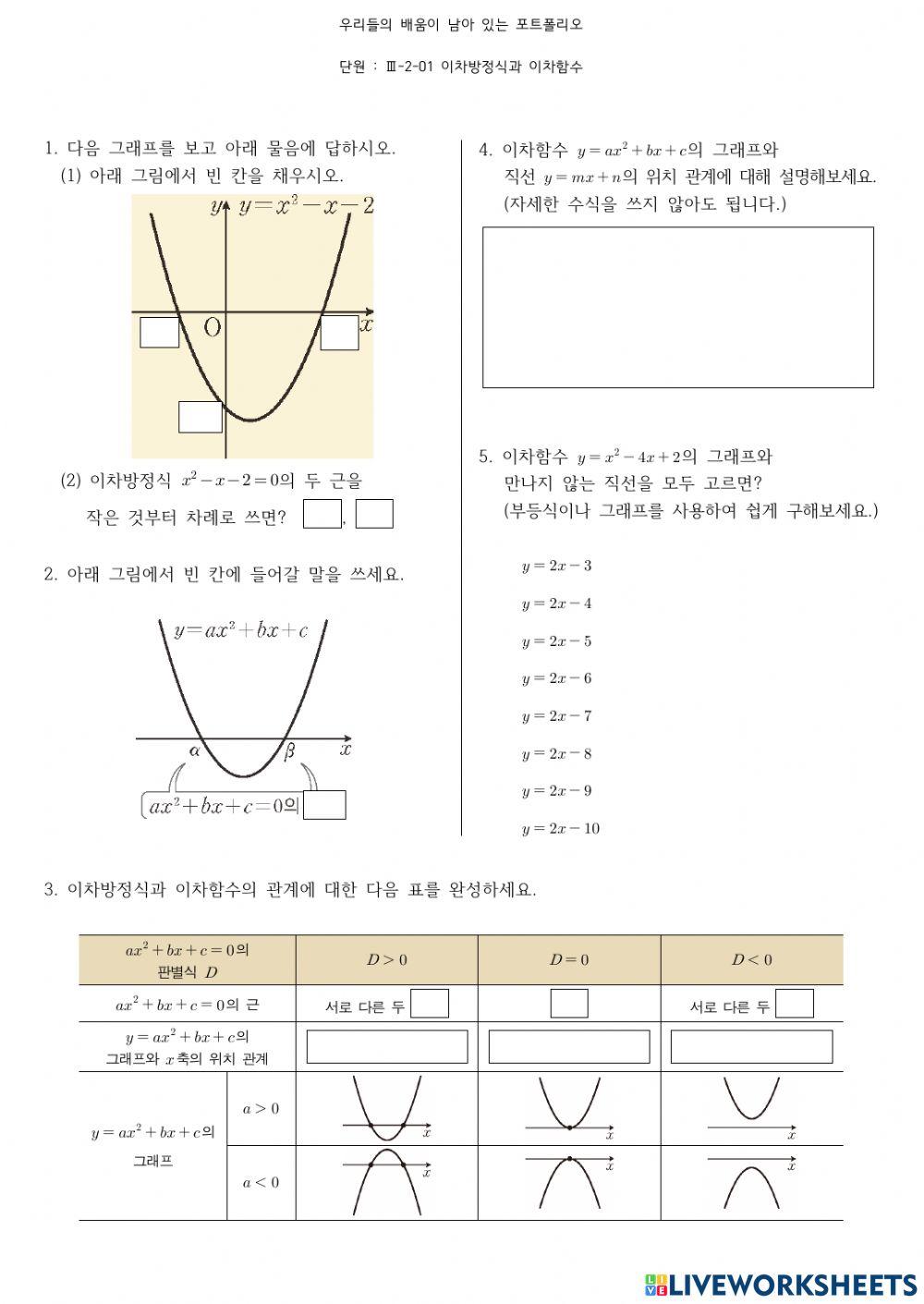 이차방정식과 이차함수