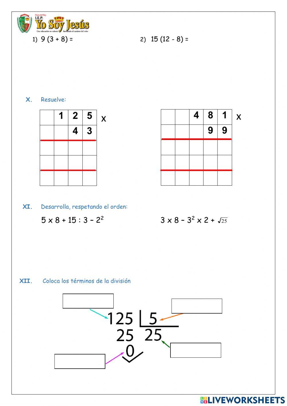 Evaluación de matemática