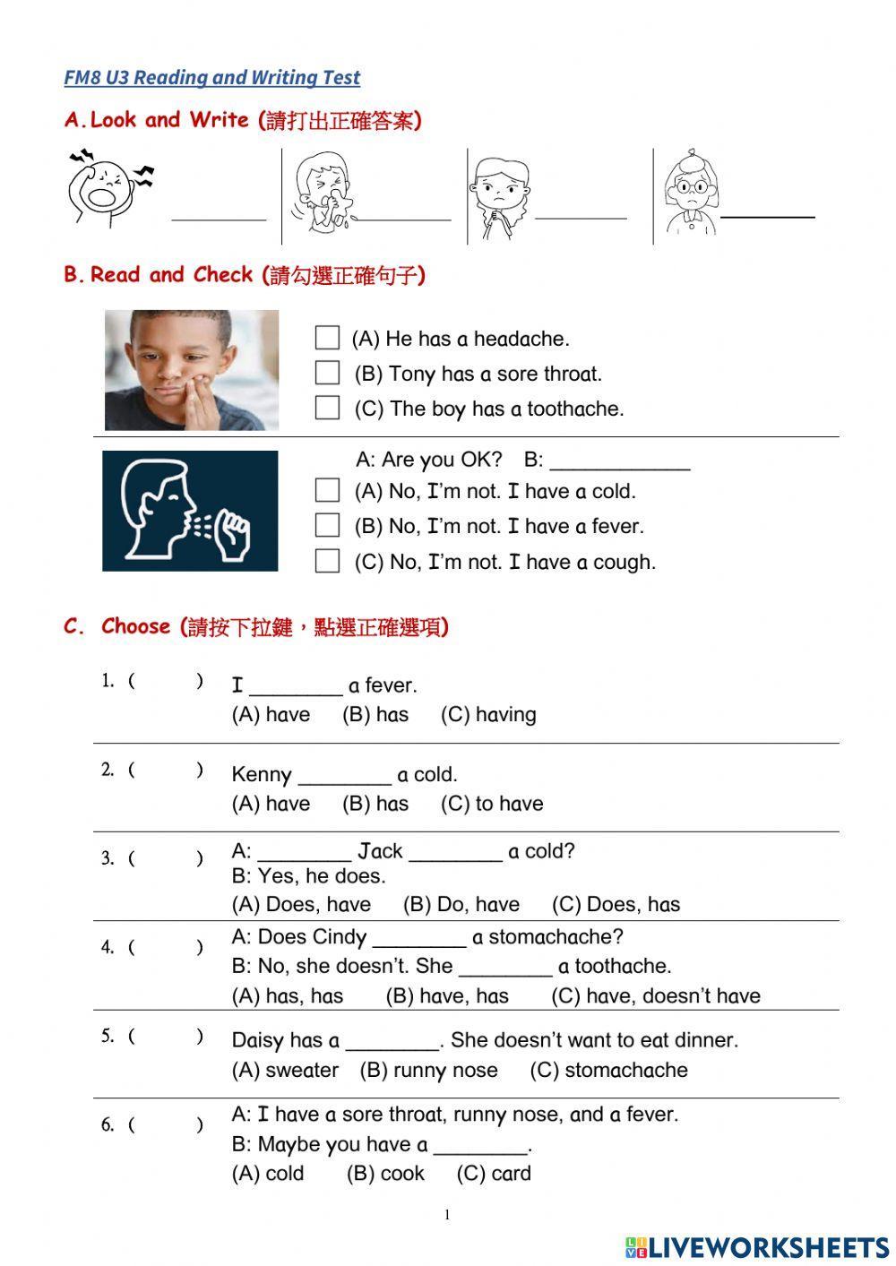 FM8 U3 He has a sweet tooth(Reading+Writing)