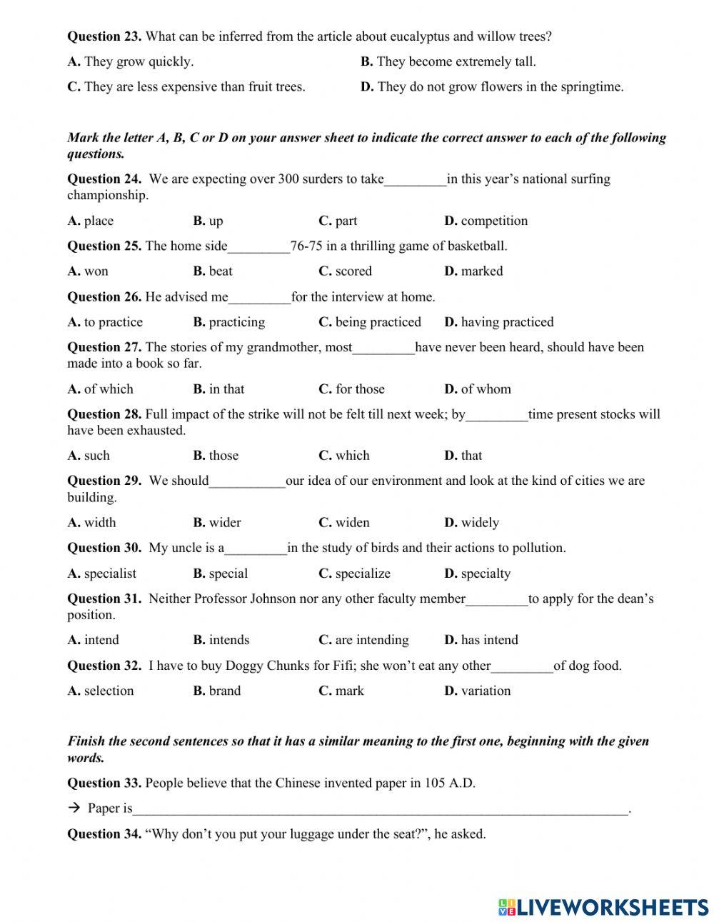 Practice test 1 TS2022