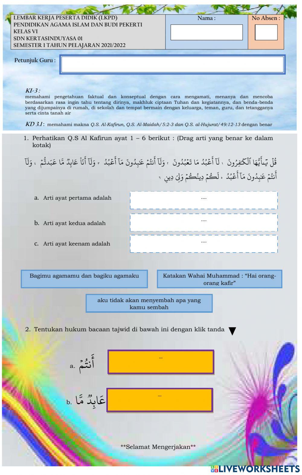 LKPD KD 3.1 Al Kafirun