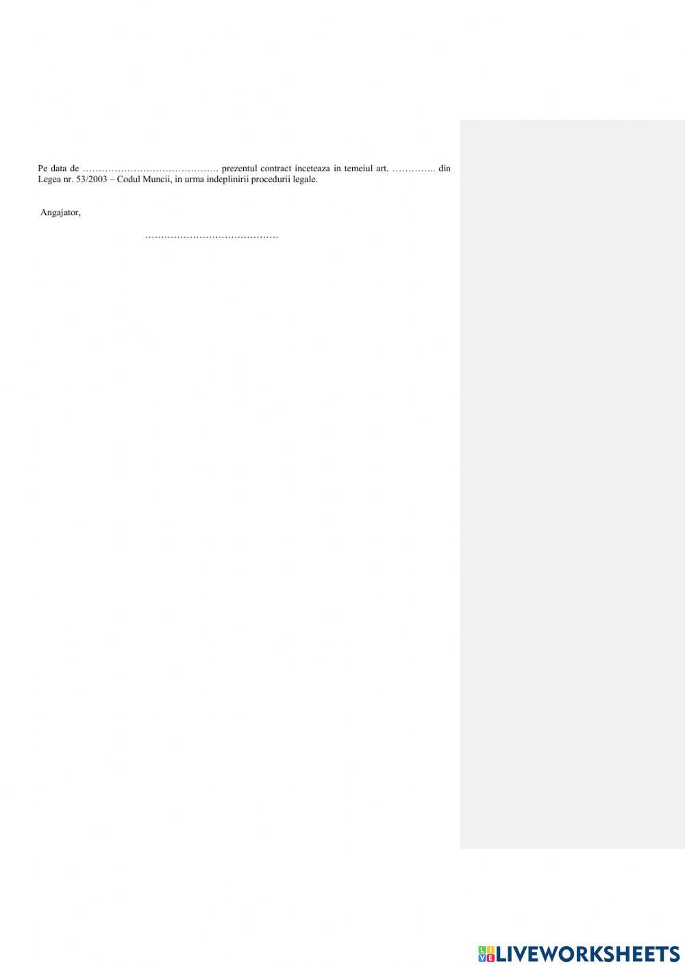 Contract individual de munca - 10 A