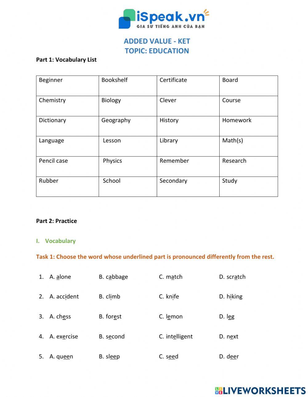ADDED VALUE KET-Education