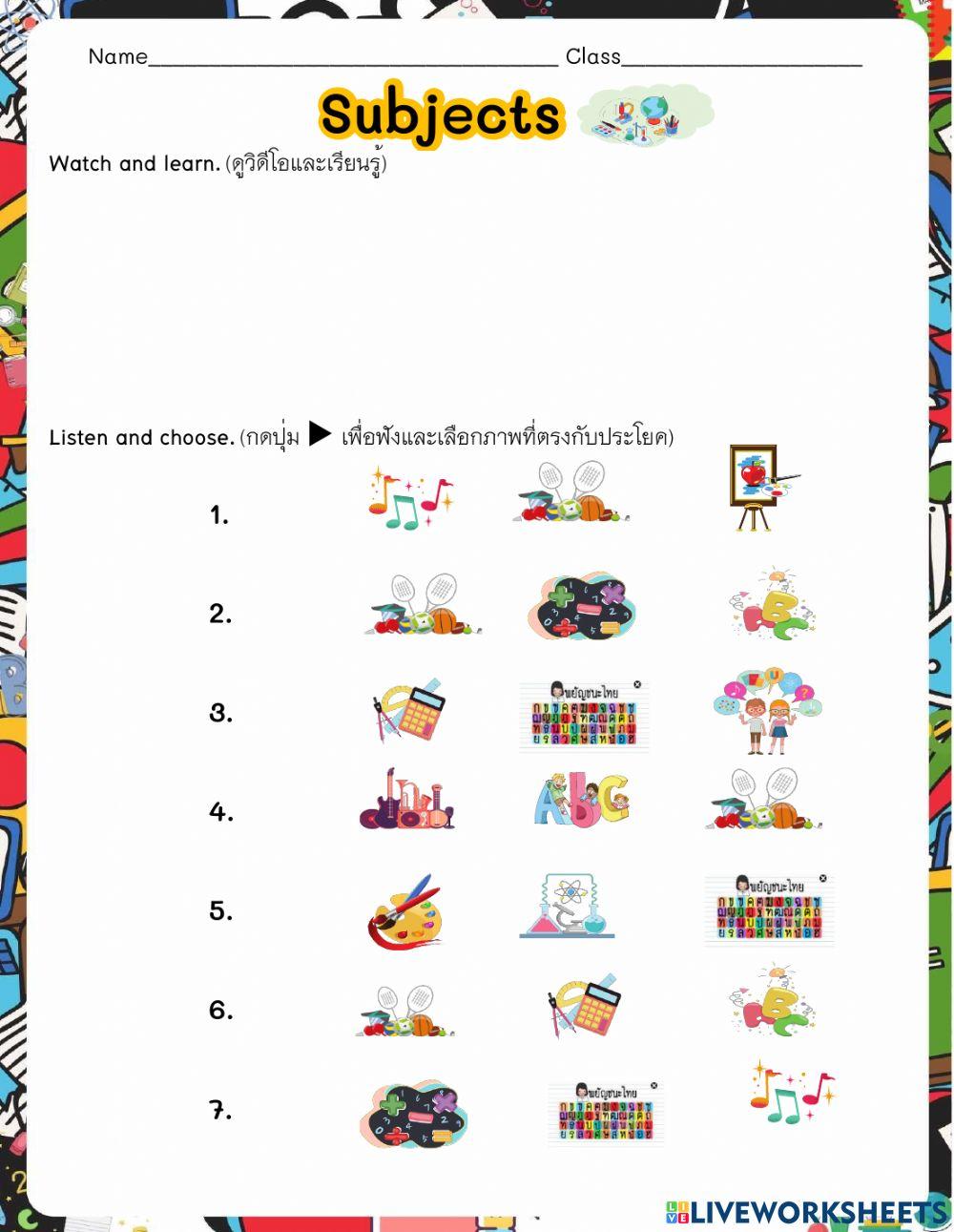 P.3 Subjects-listening sentences