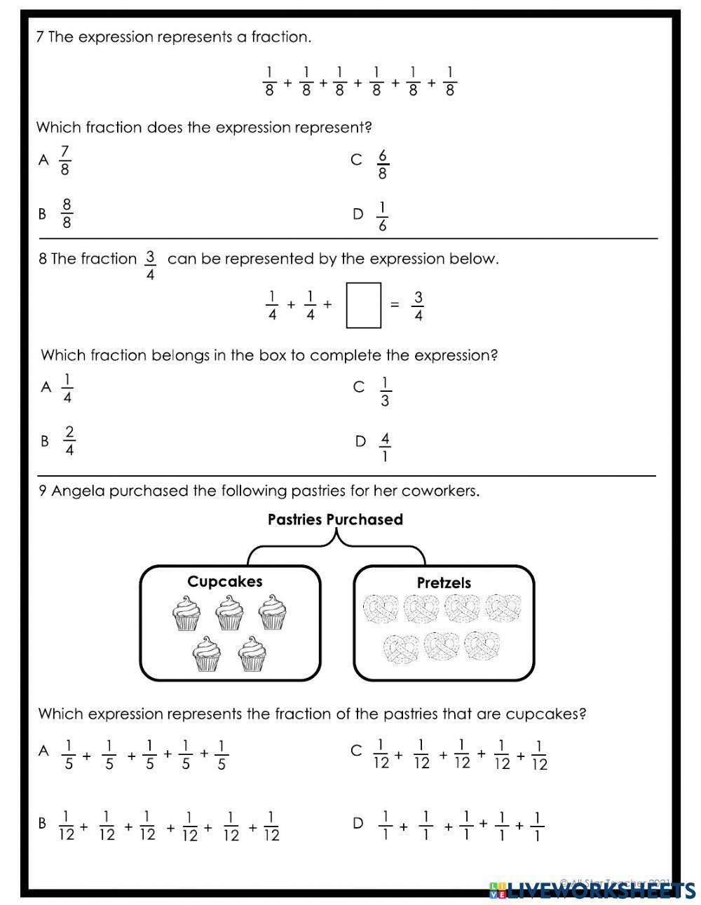 TEKS 3.3D Compose and Decompose Fractions Practice -1