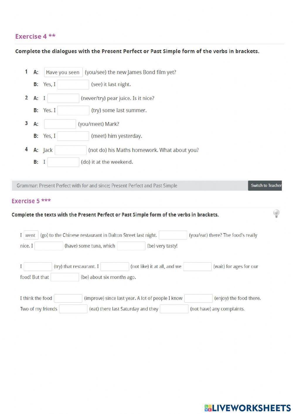 Present Perfect-Past Simple