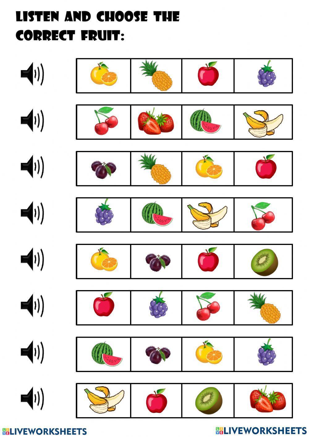 Fruits listen and select