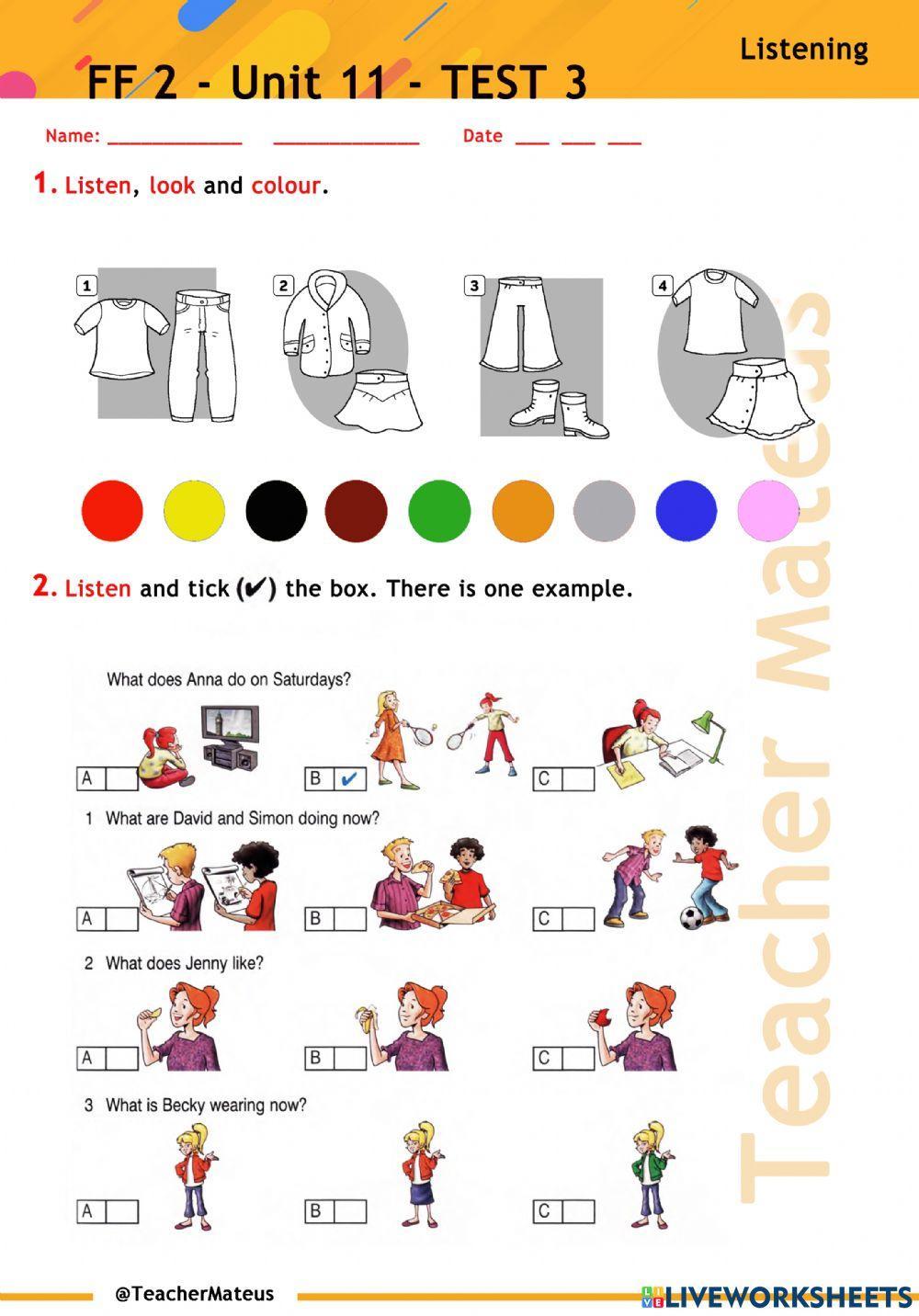 FF 2 - Unit 11 - TEST 3 - Listening