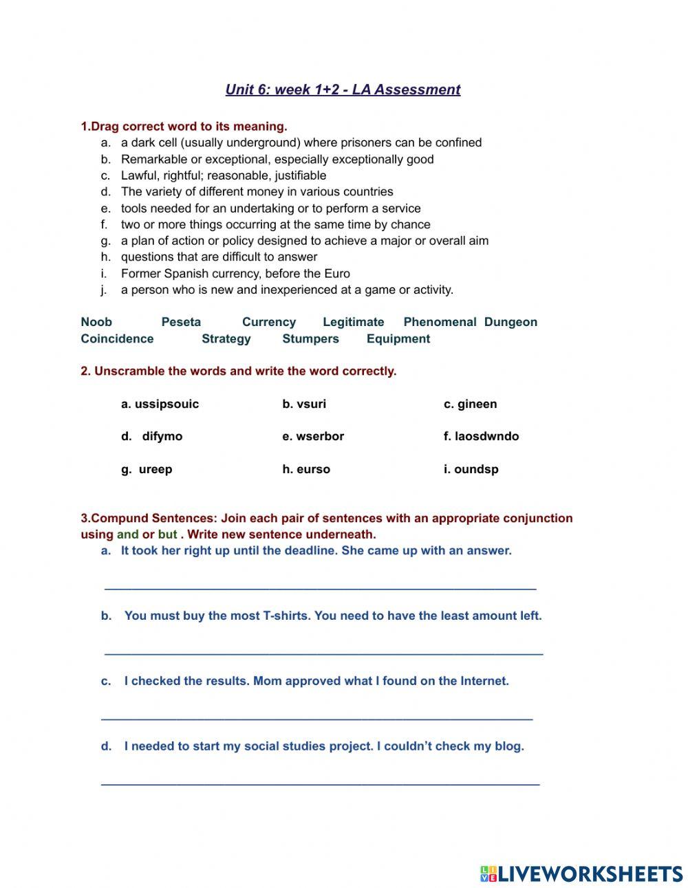 UNIT 6 - LA week1+2 Assessment