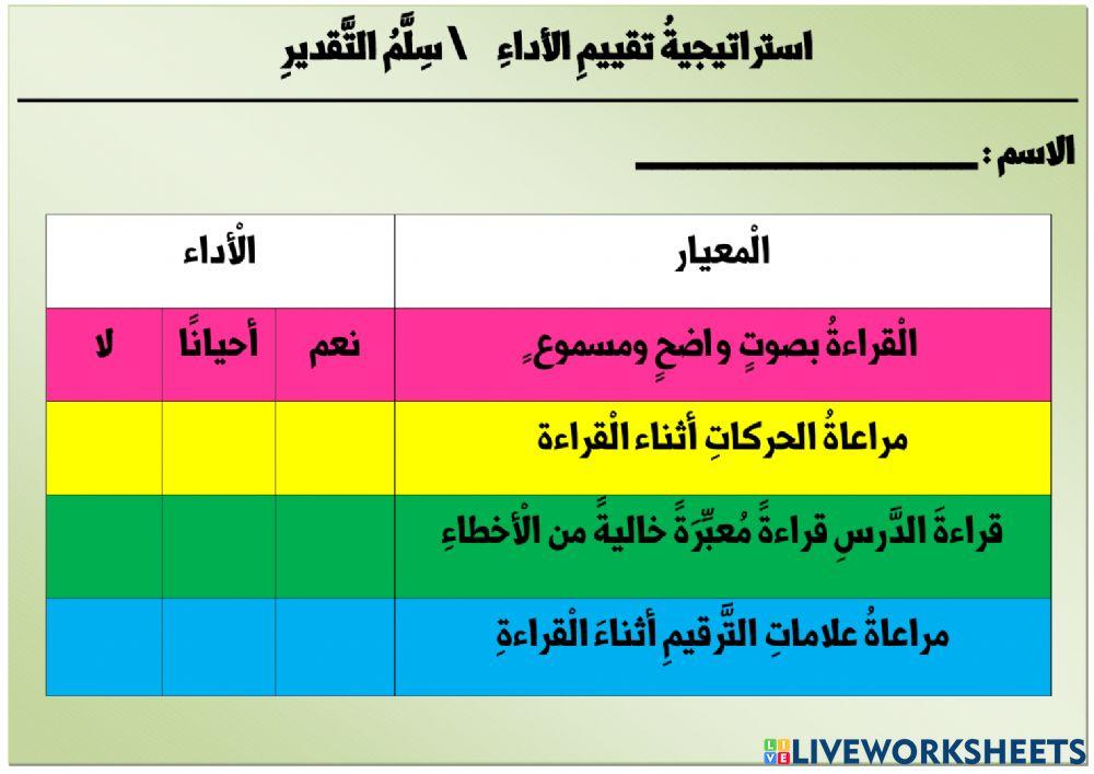 تقييم القراءة
