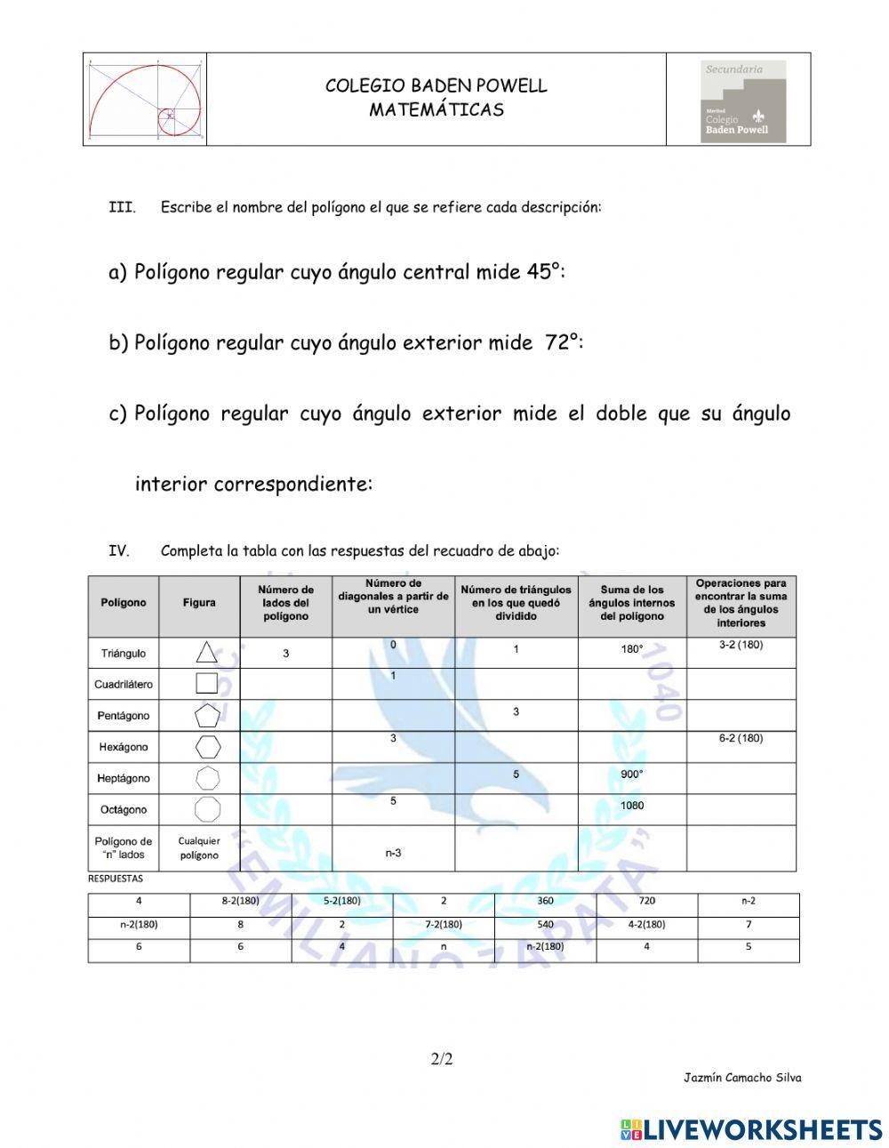 Relación ángulos y diagonales