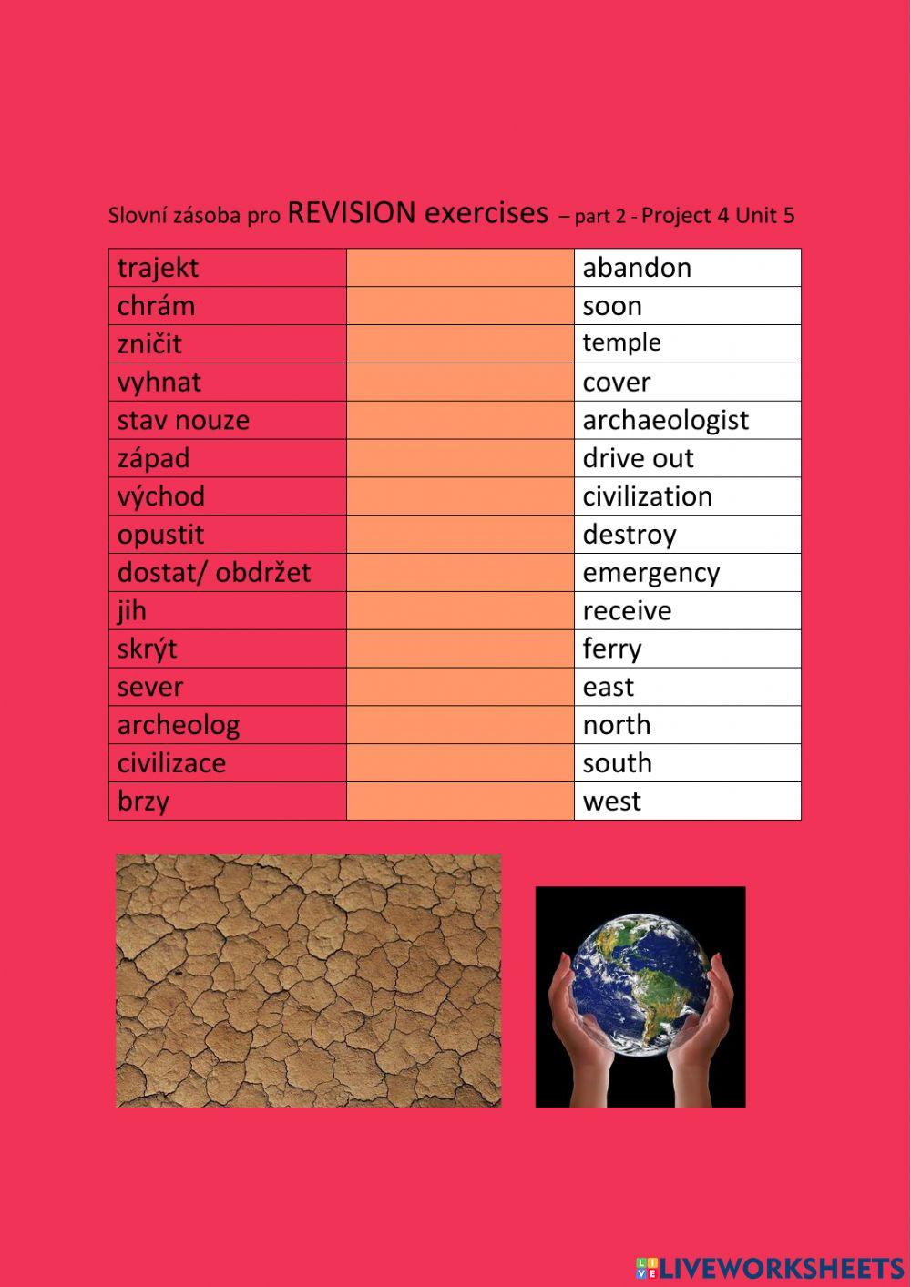 ANG 8 - Vocabulary from REVISION exercises Project 4 Unit 5 - part 2 - drag and drop