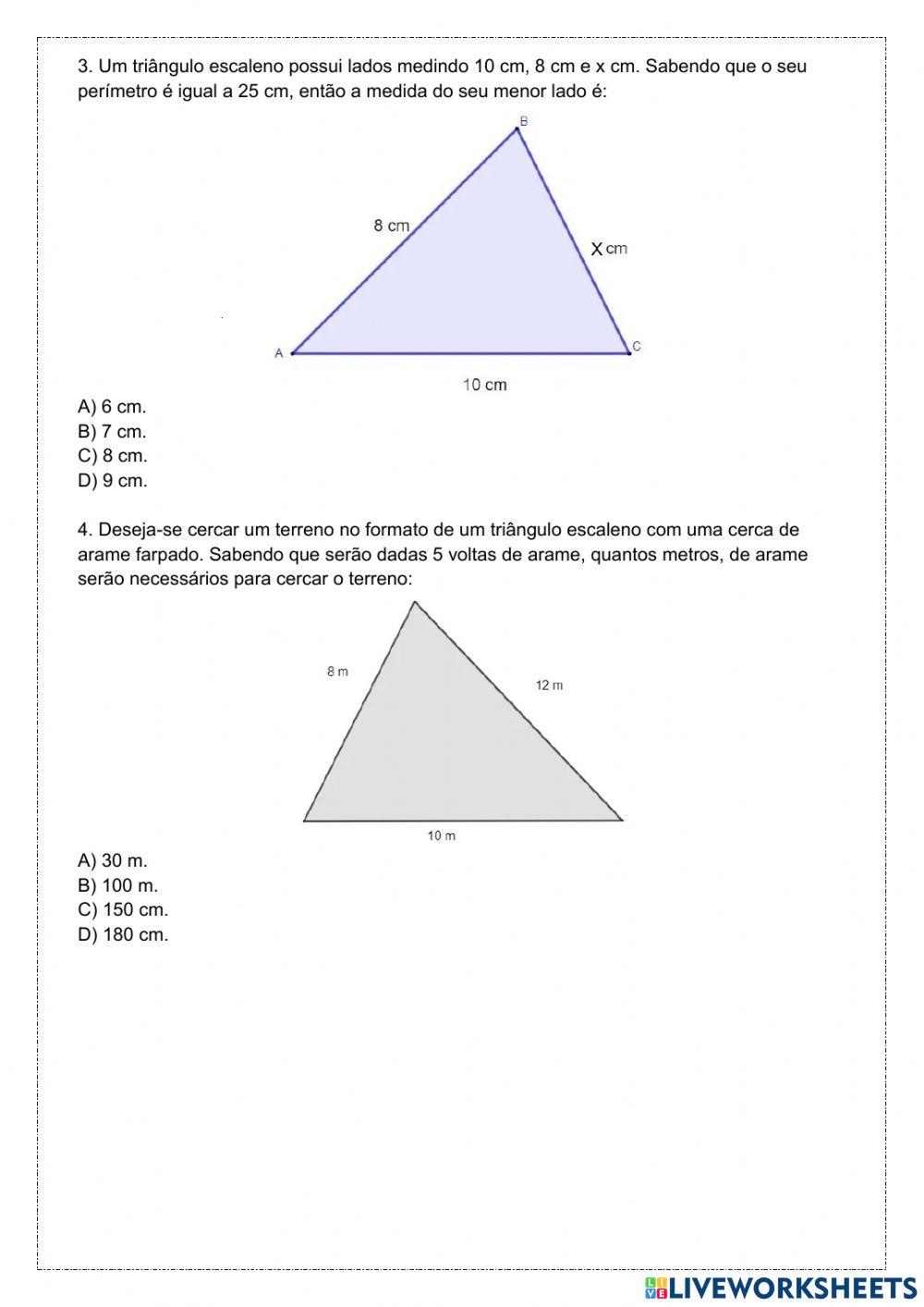 Classificação de um triângulo