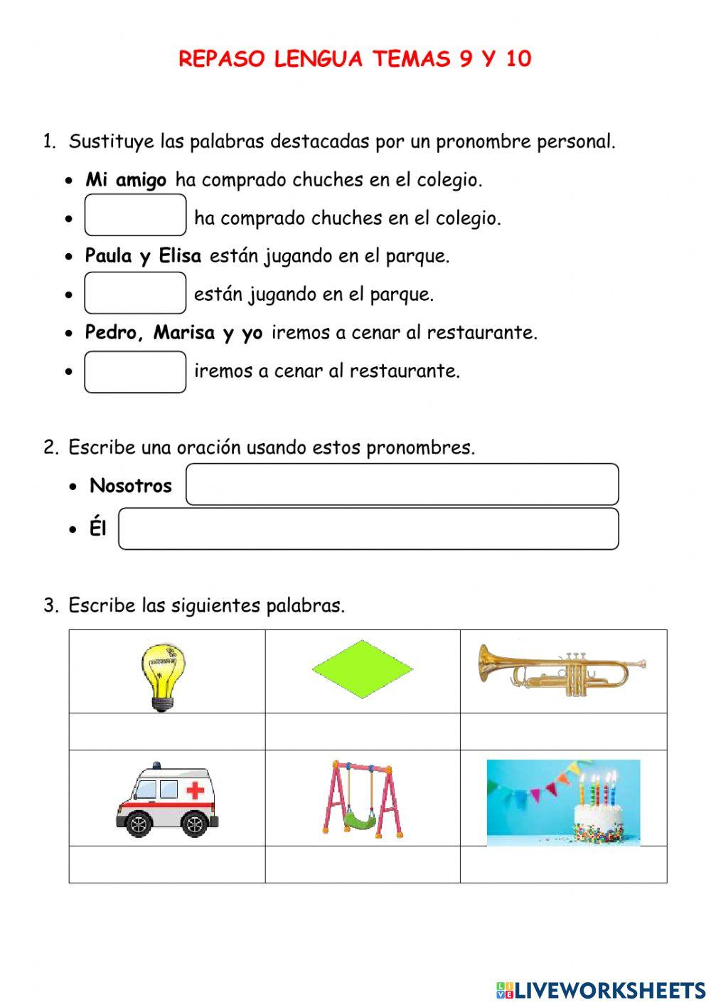 Repaso Lengua 9 y 10
