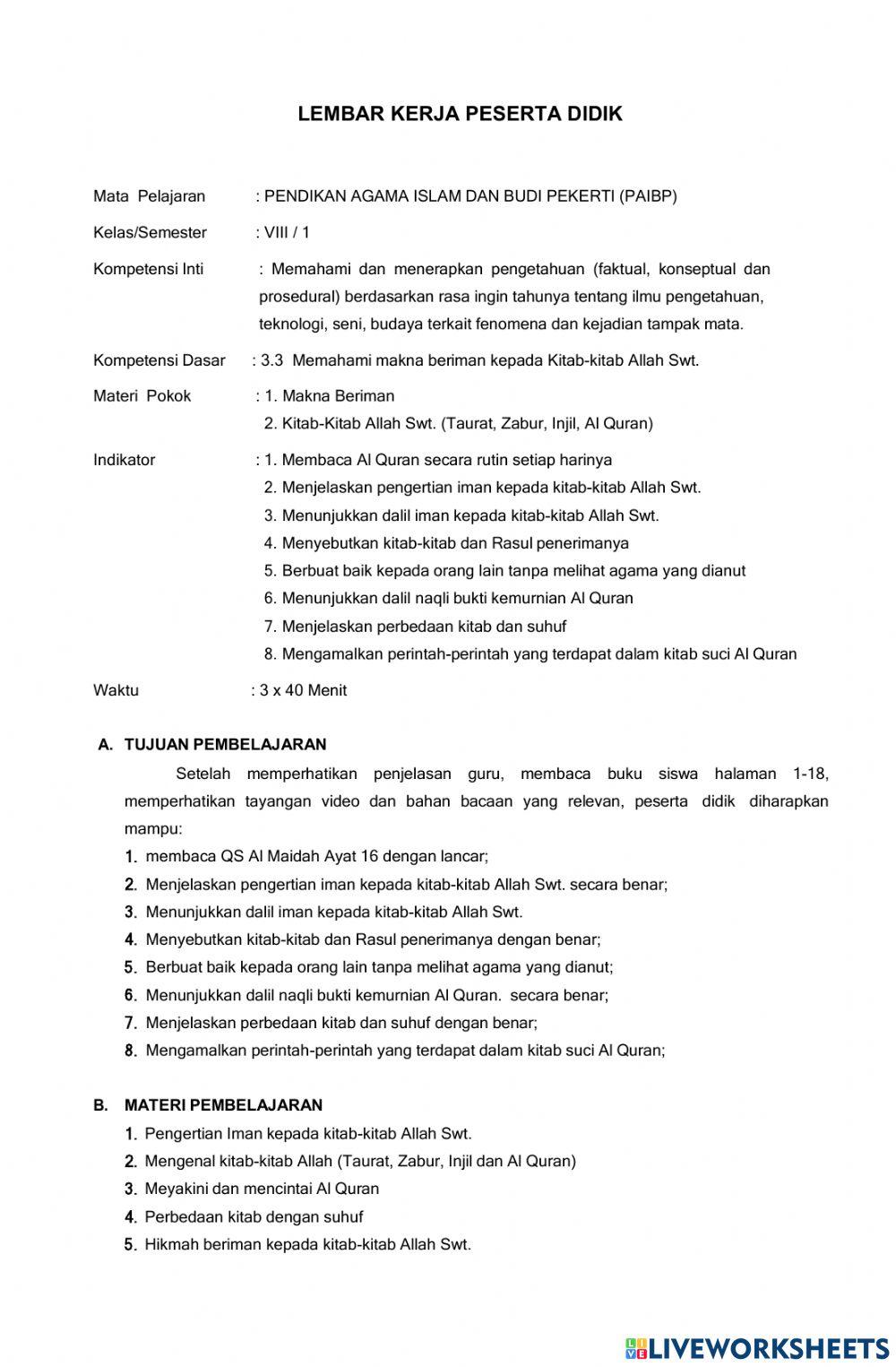 Iman kepada kitab allah