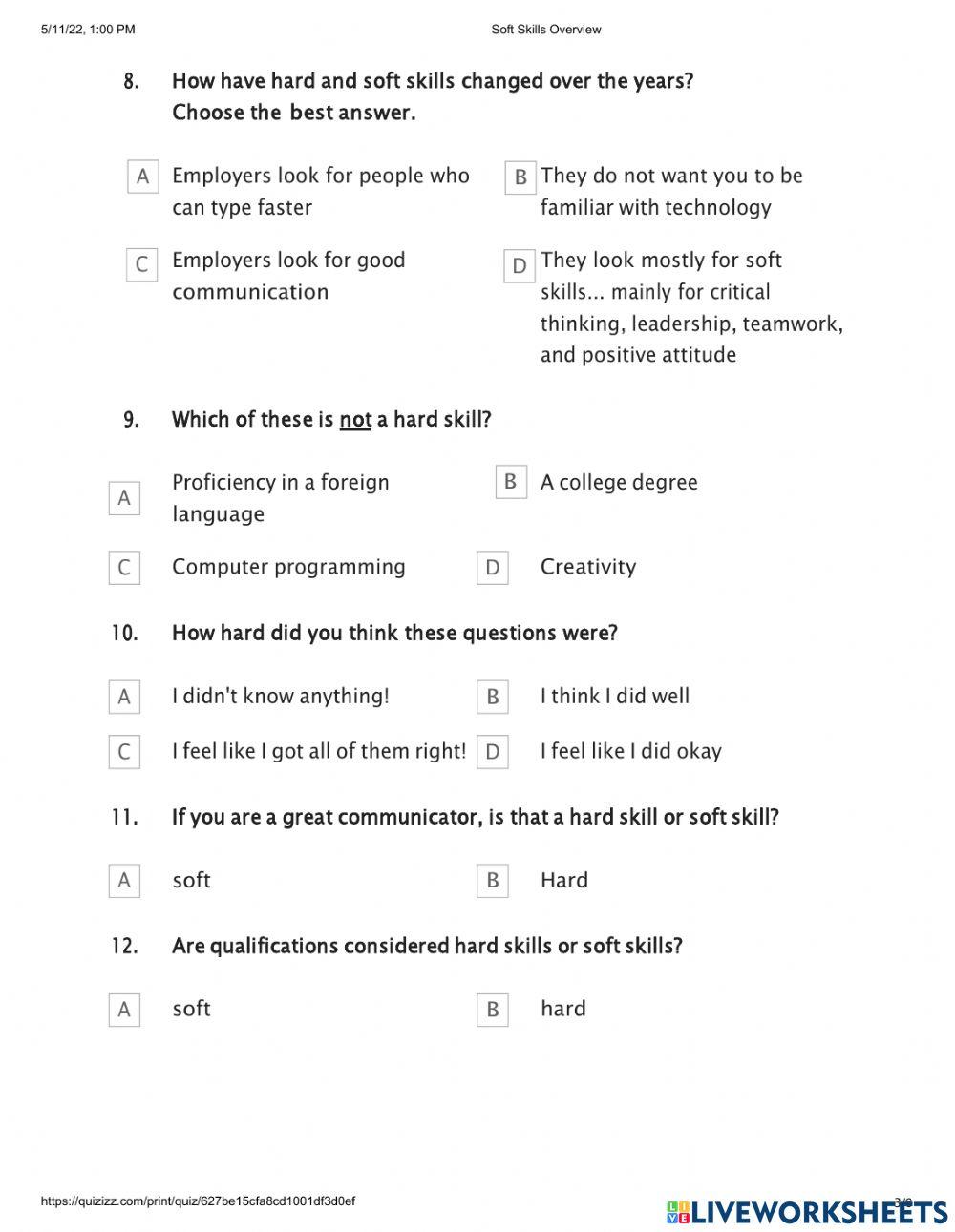 Soft - Hard Skills.  Monday, May 16