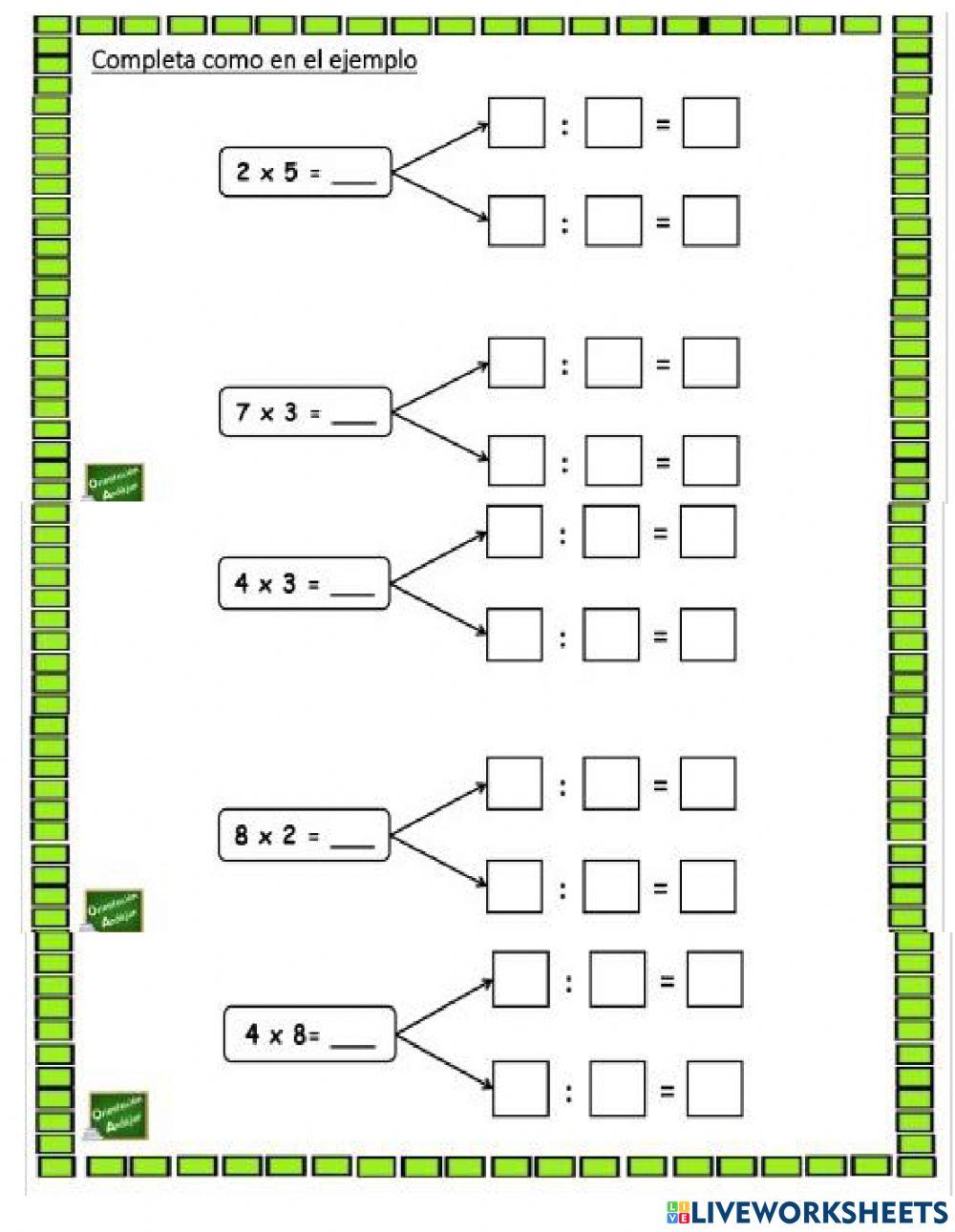 Relación división multiplicacion