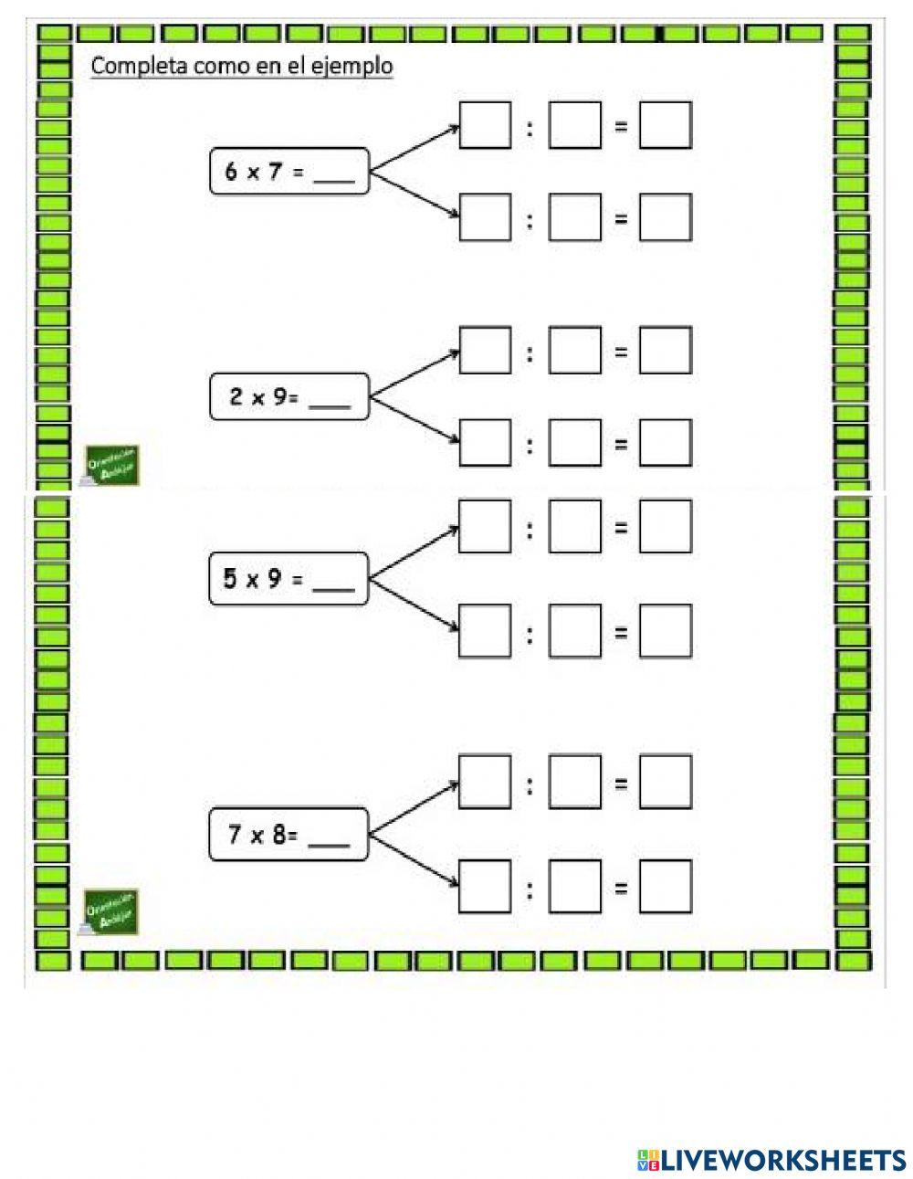 Relación división multiplicacion