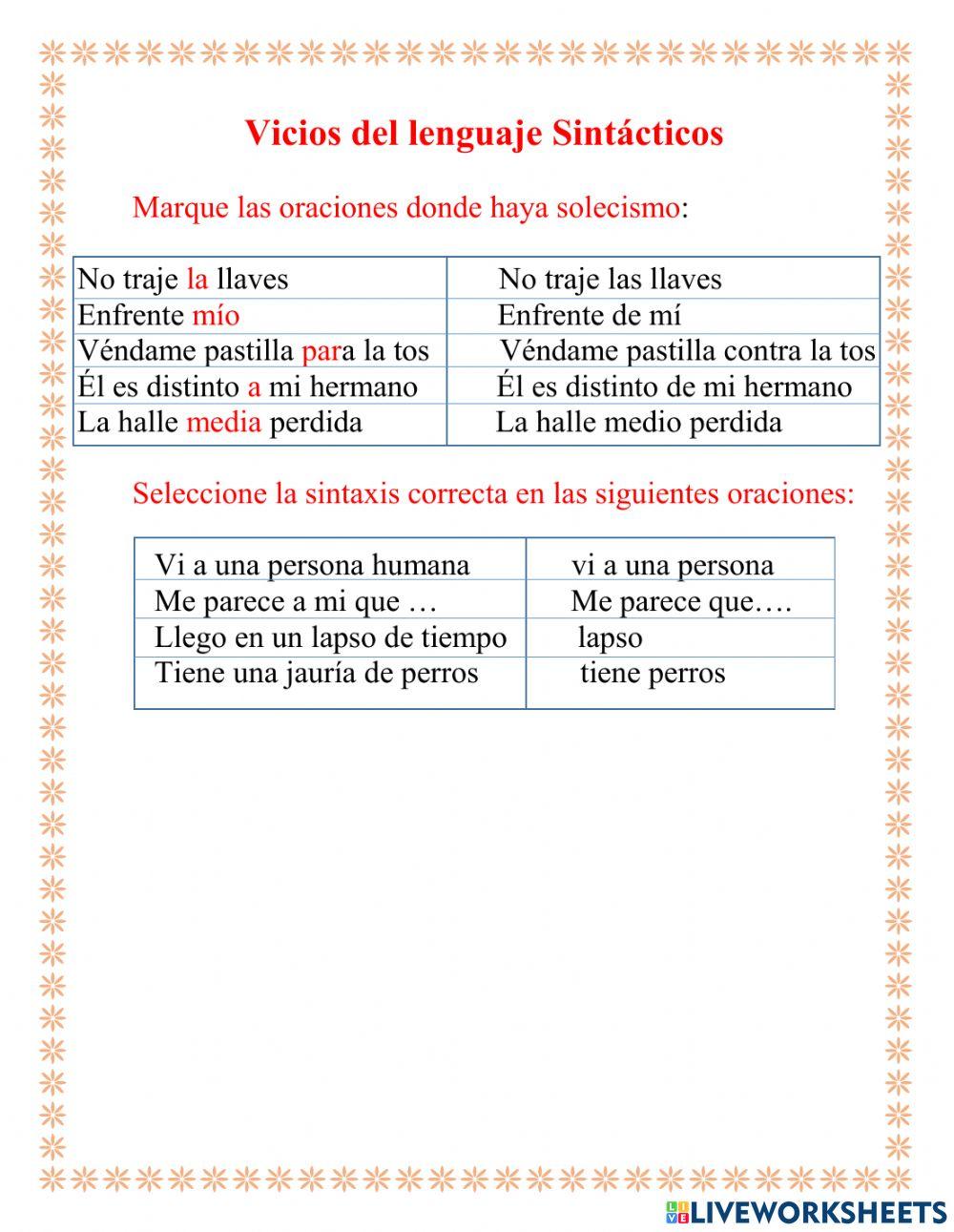 Los vicios sintácticos