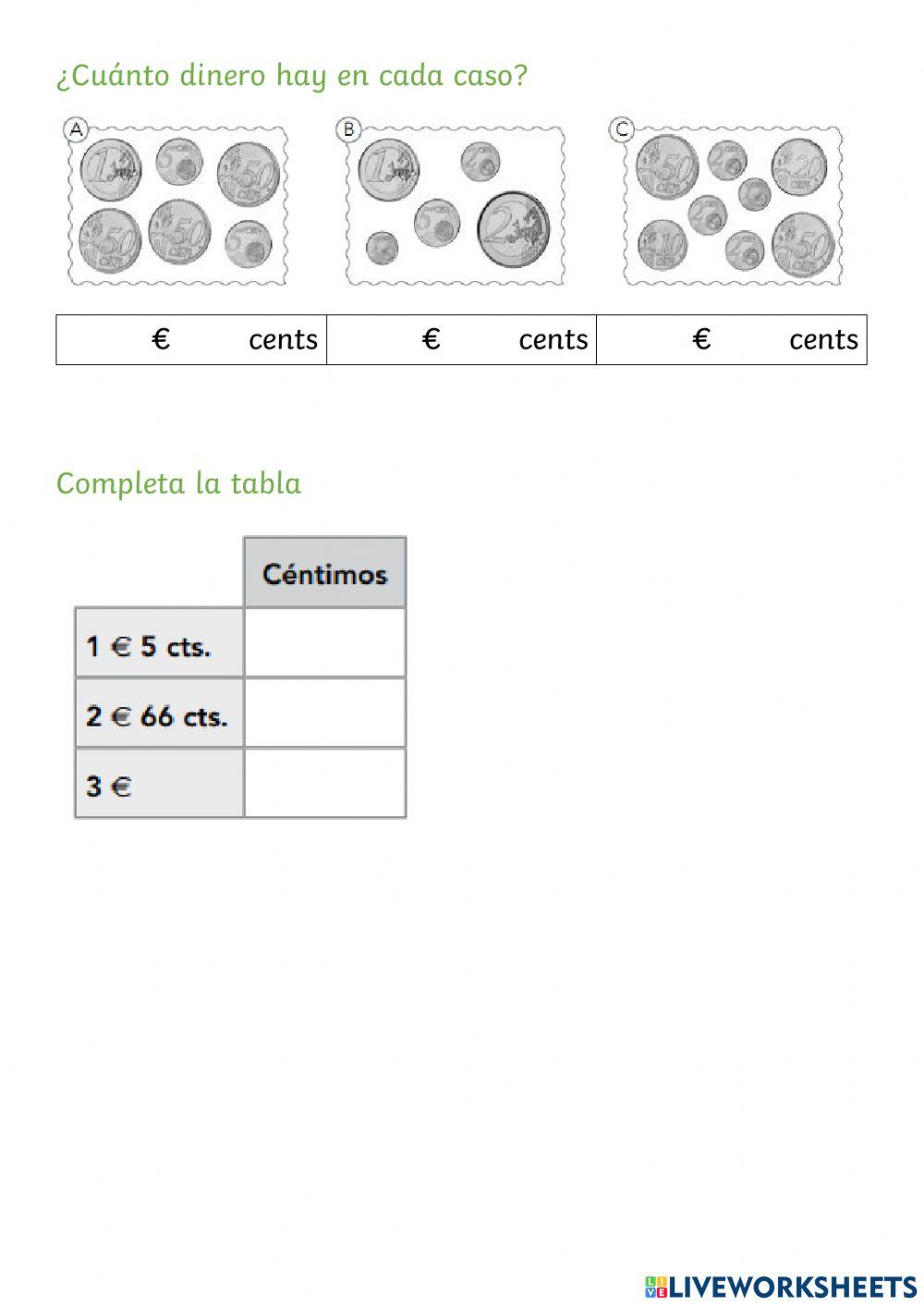 Ficha interactiva decimales tercero