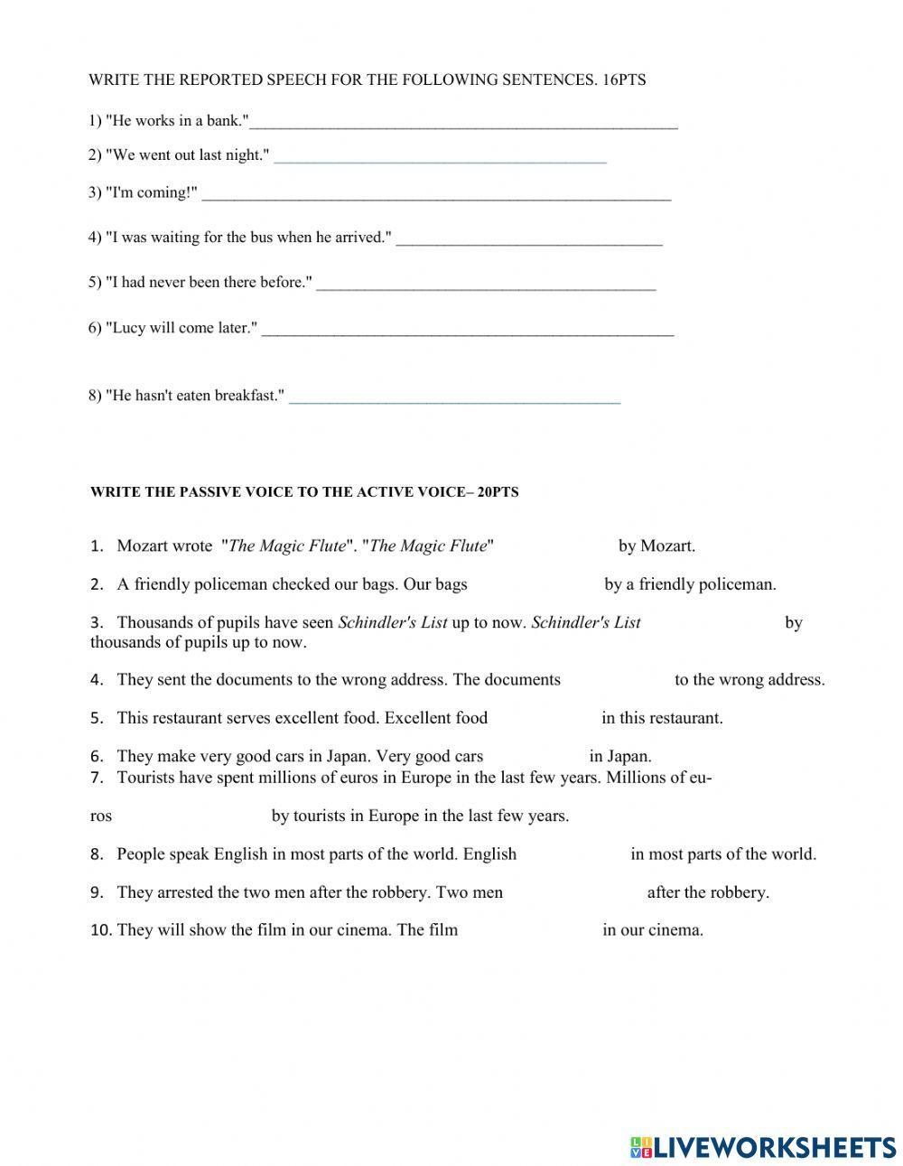 Achievement test B1 Lessons 11 to 20