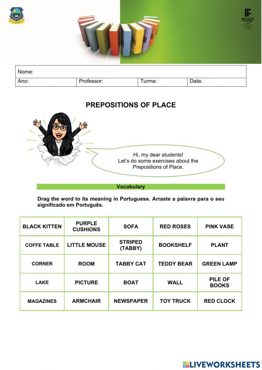 Activity: Prepositions of Place