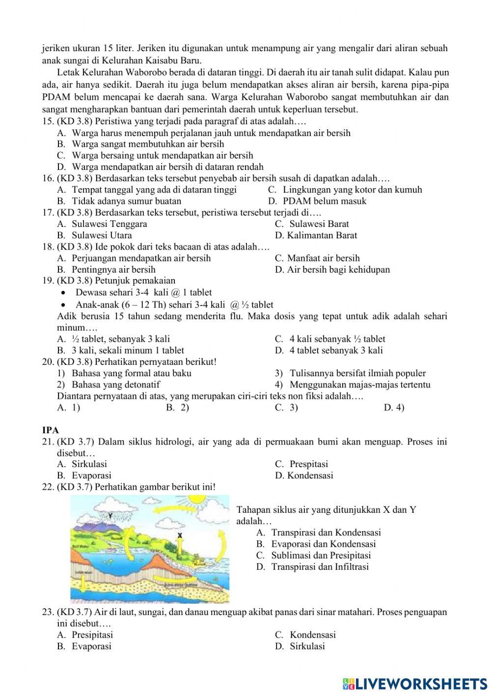Soal latihan pas tema 8