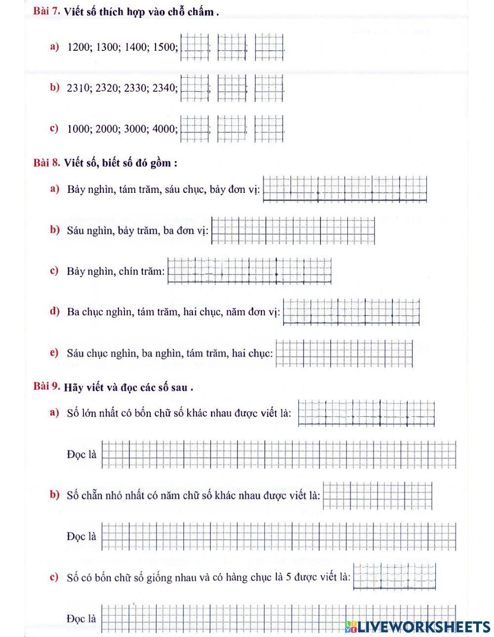 Toán 3 lên 4 - Dạng 1: Cấu tạo số