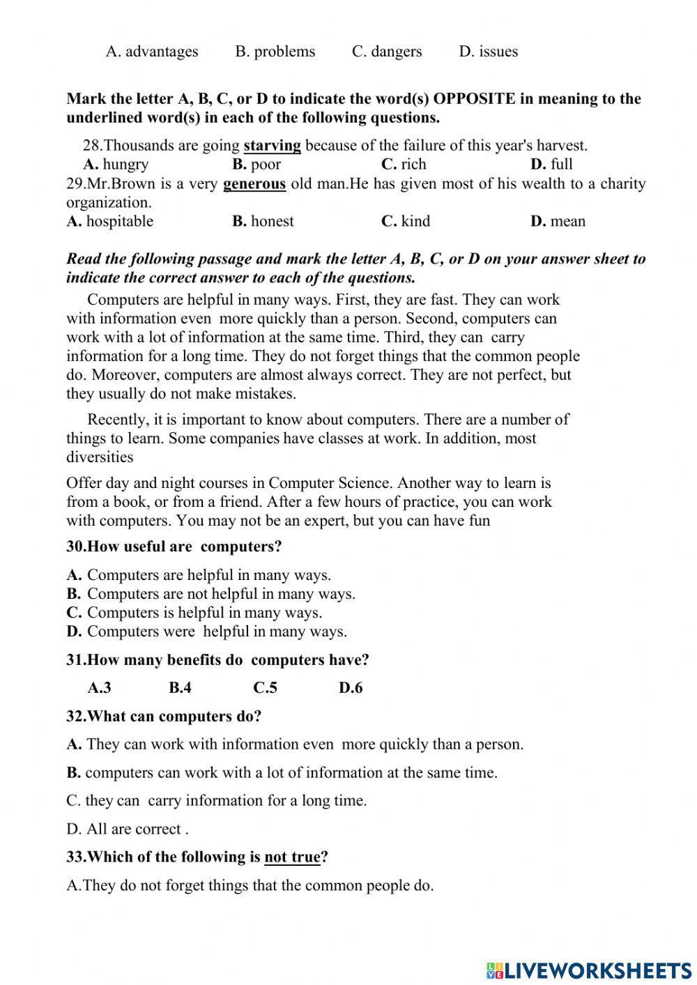 Đề kiểm tra học kỳ 2 lớp 8