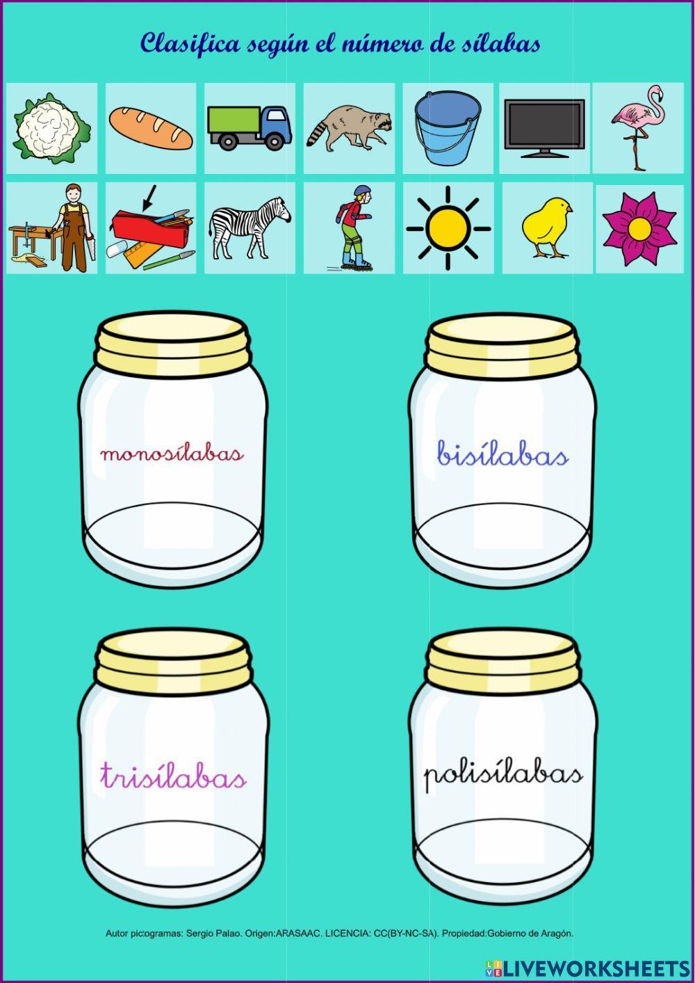 Clasificación de palabras según número de sílabas