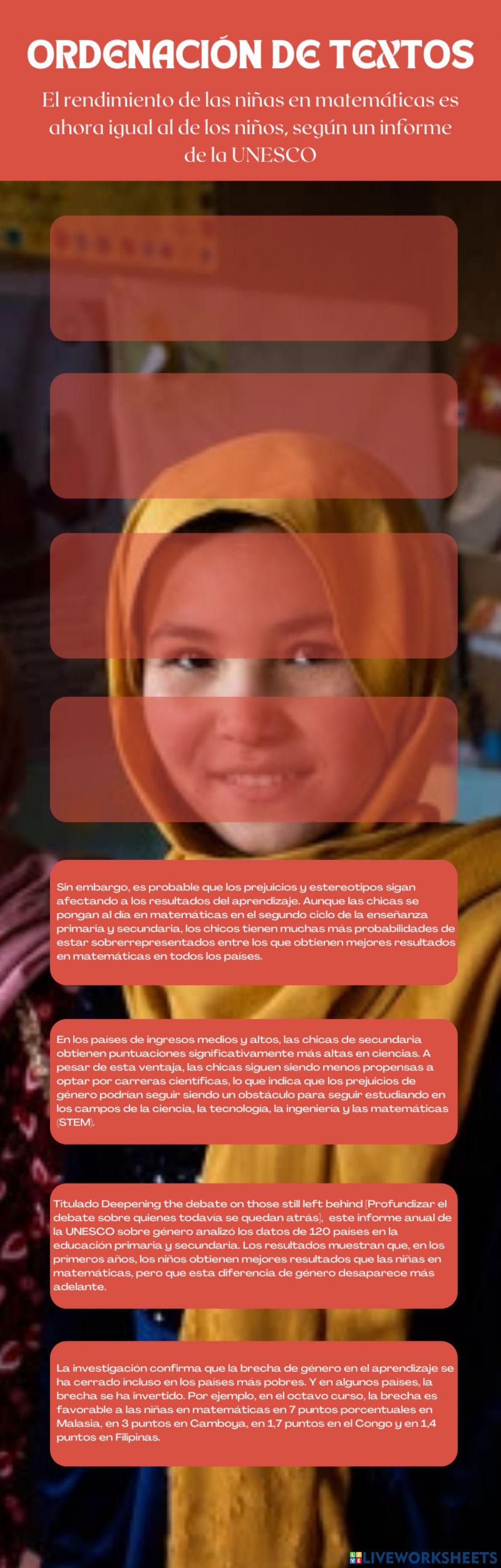 El rendimiento de las niñas en matemáticas es ahora igual al de los niños, según un informe de la UNESCO