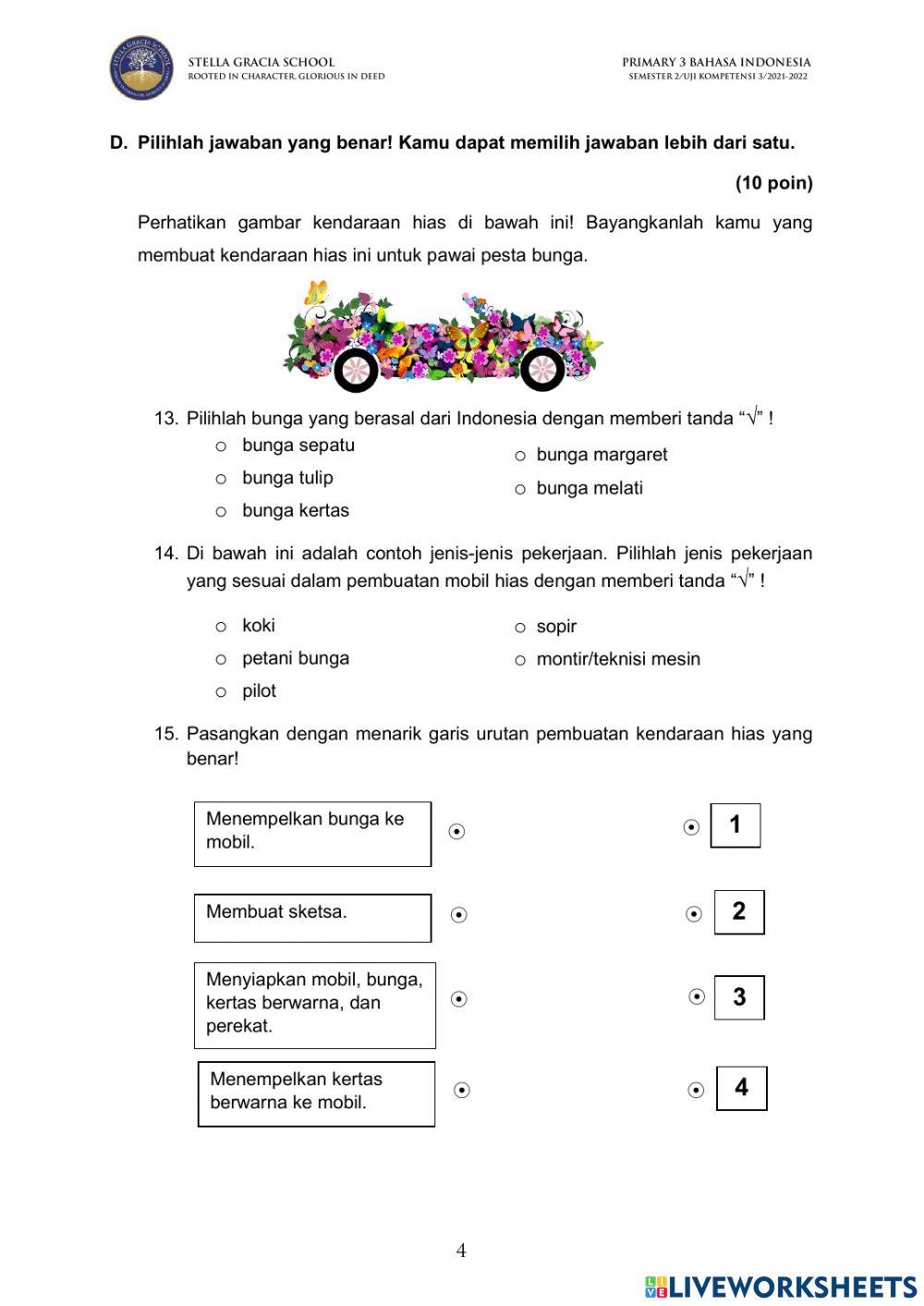 Uji Kompetensi 3 Bahasa Indonesia Kelas 3 Semester 2