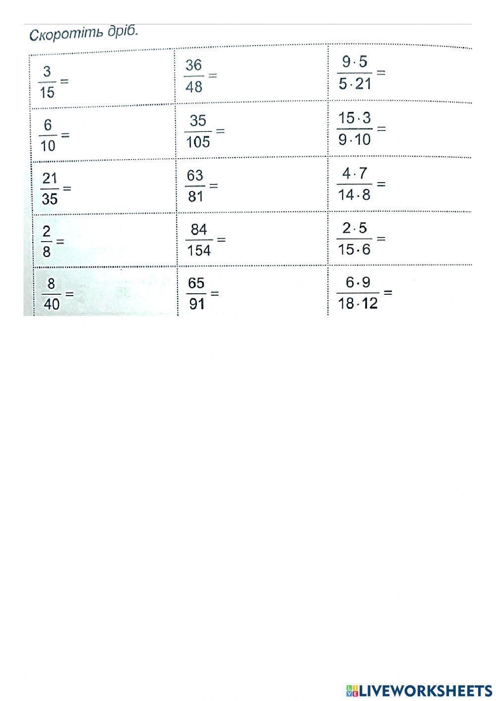 Скорочення дробів