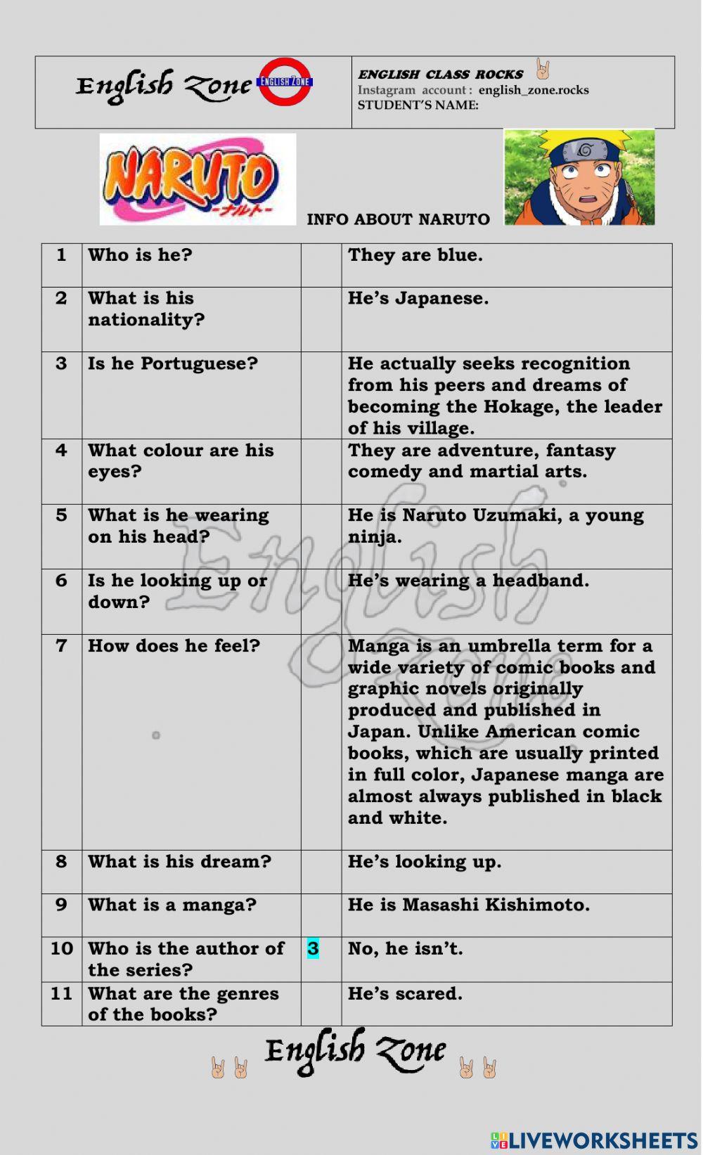 Information about Naruto Uzumaki, a young ninja.