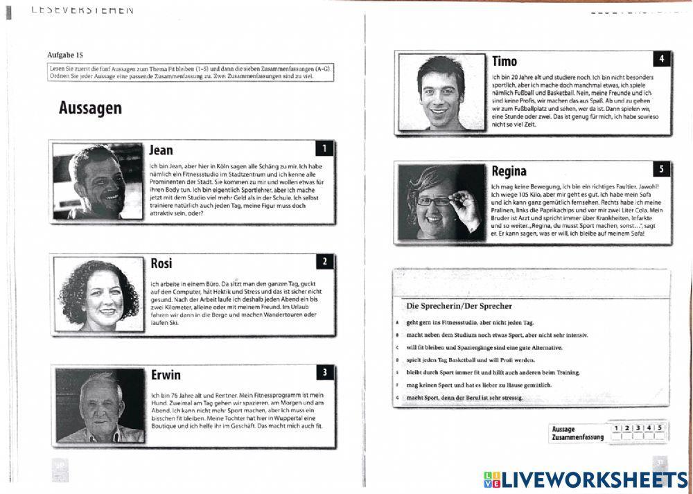 Leseverstehen Fit bleiben