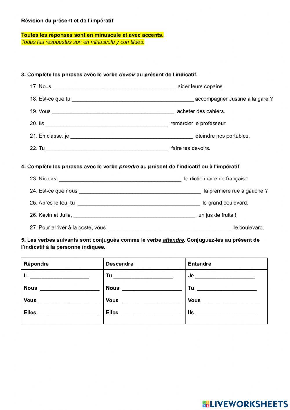 3. Présent et impératif