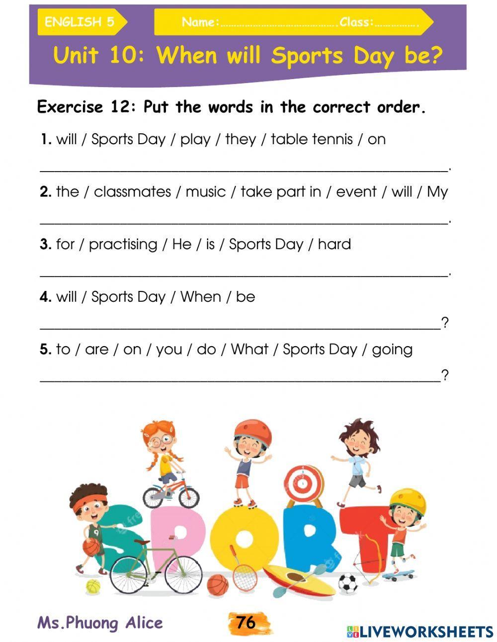 E5-U10-When will Sports Day be?