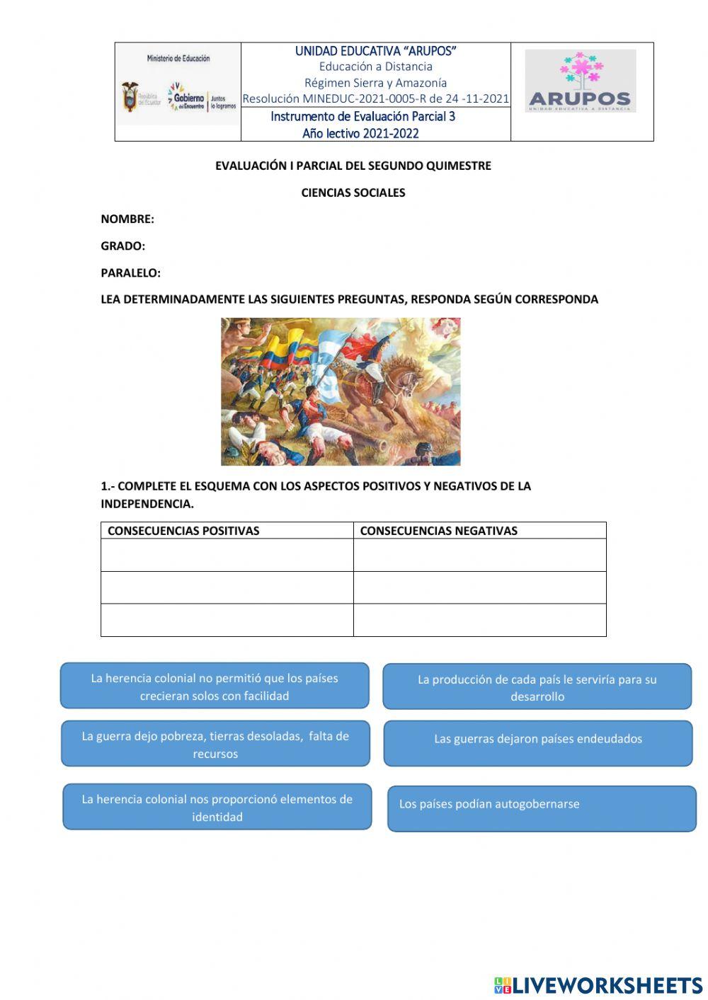 Evaluacion de ciancias sociales