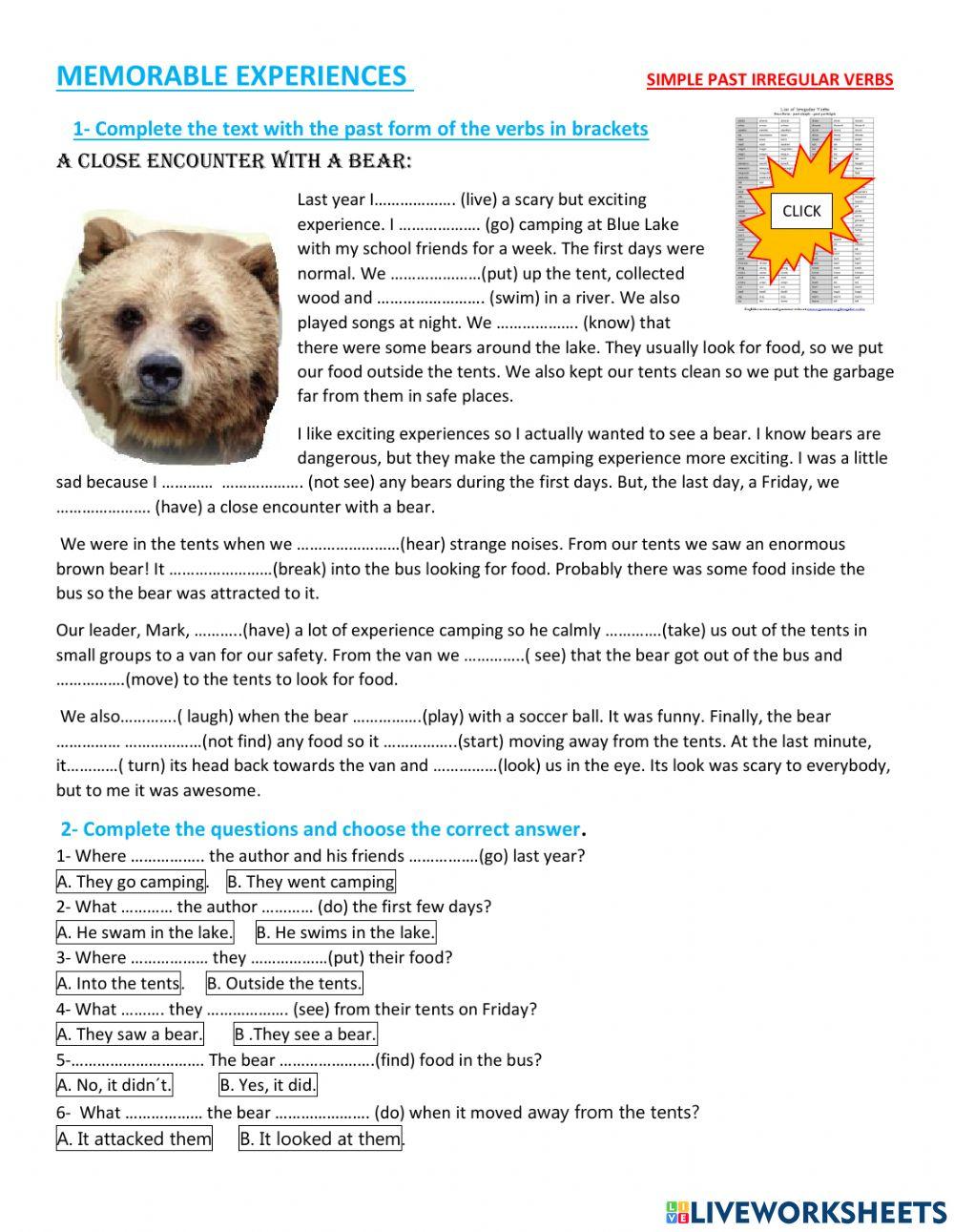 Memorable experiences