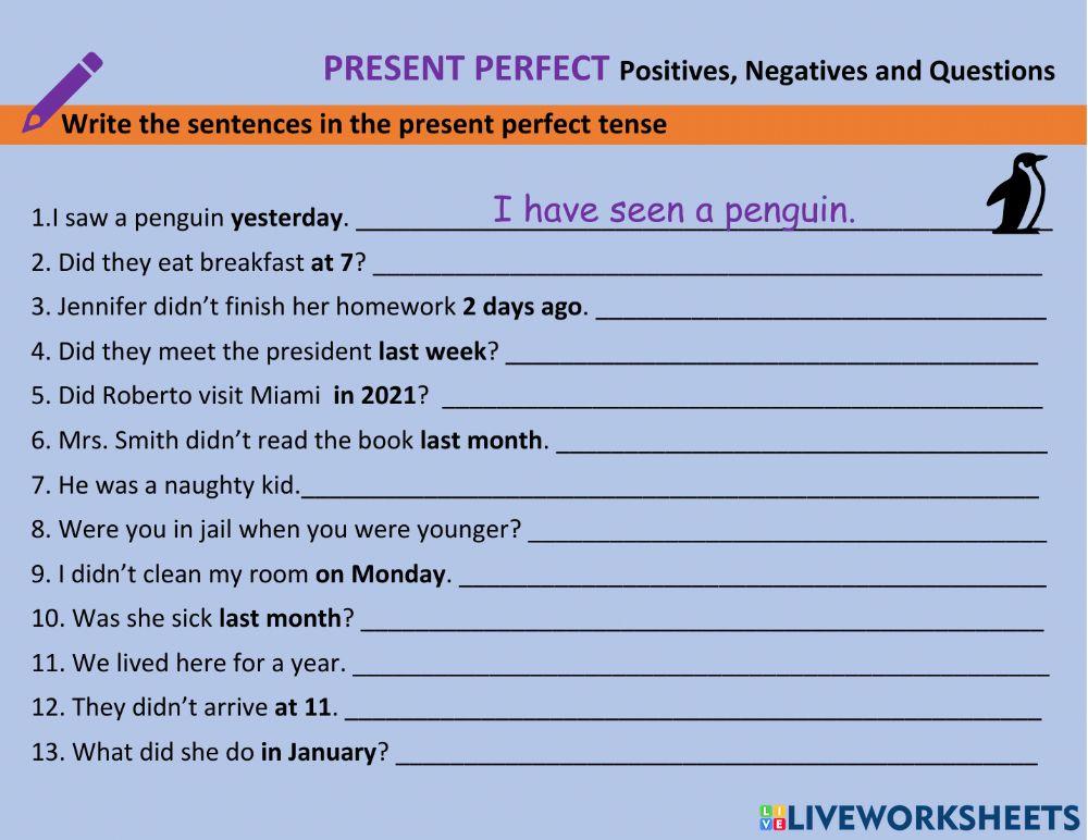 Present perfect tense