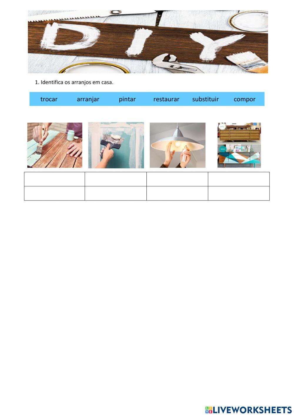 Verbos relativos ao DIY