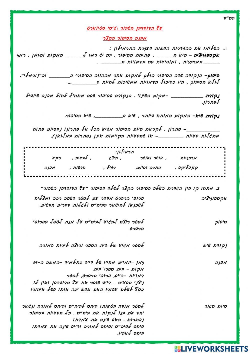 עץ הדובדבן השבור-מבנה הסיפור