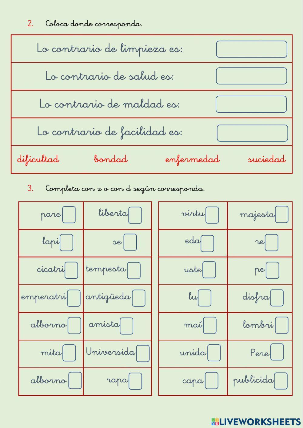 Ortografía: palabras terminadas en d y en z