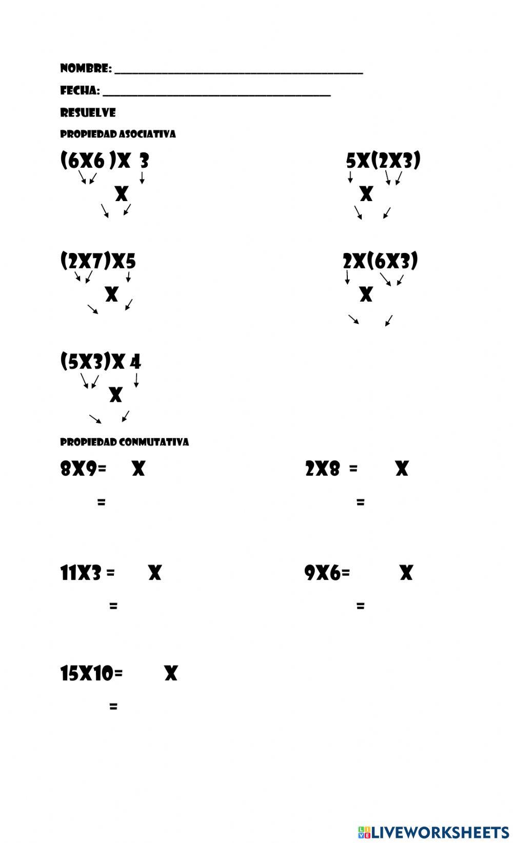 Propiedades de la multiplicación