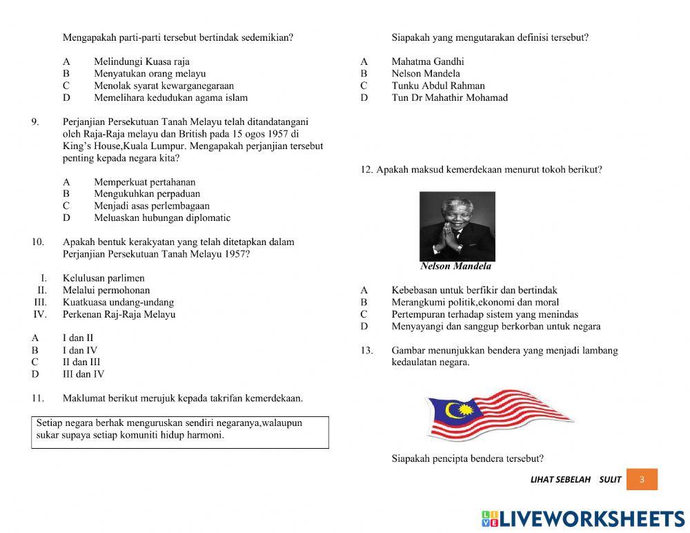 Latihan Ulangkaji Kertas 1 SPM