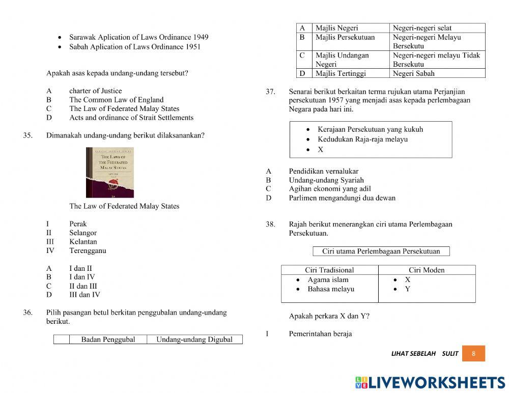 Latihan Ulangkaji Kertas 1 SPM
