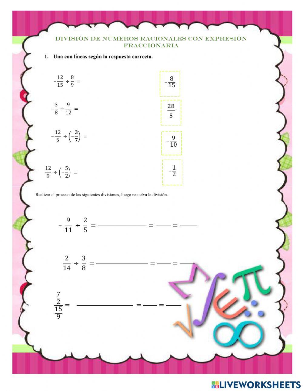 División de números racionales