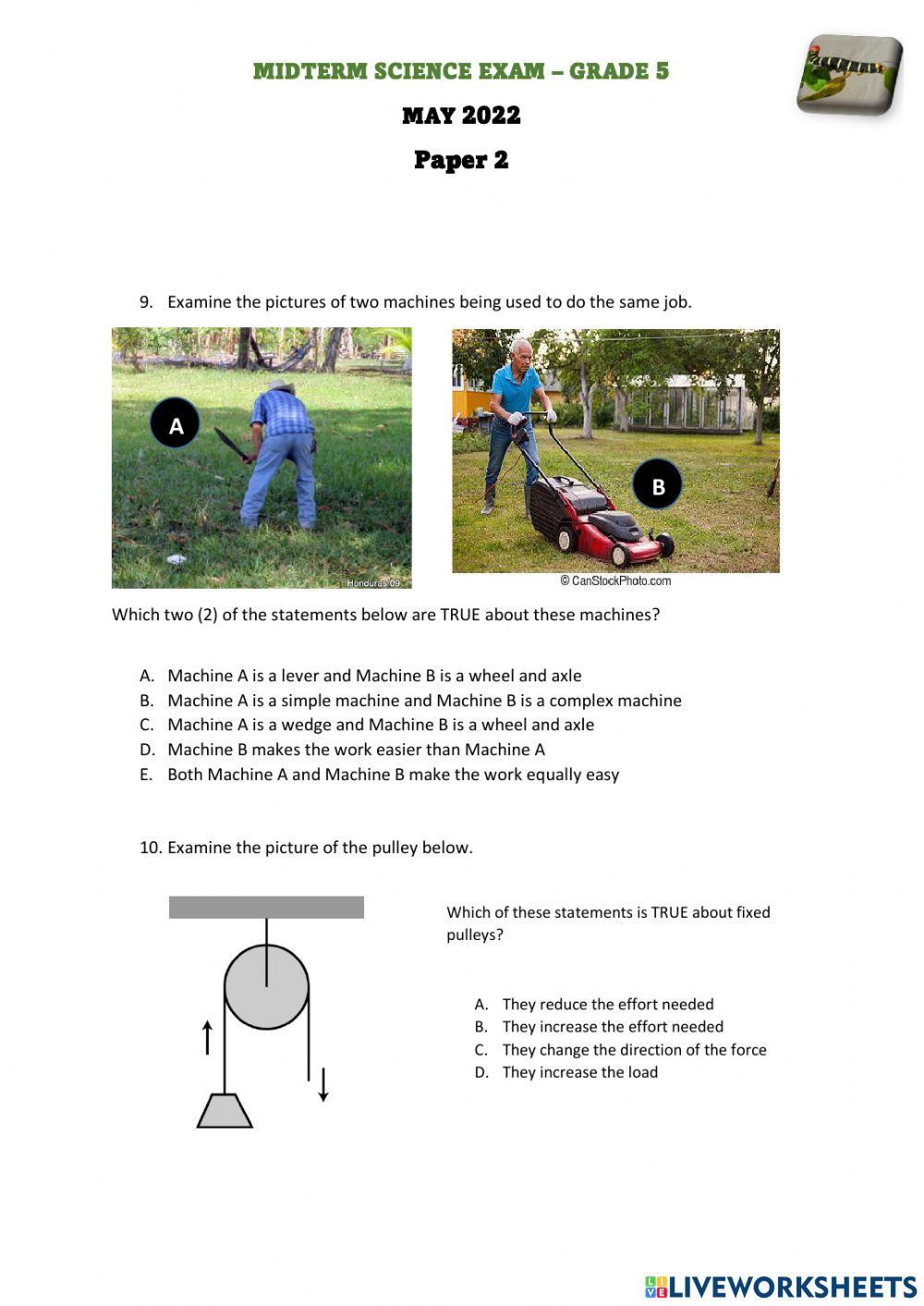 G5 Science Midterm Exam Term 3-May 2022 (M.Watts)