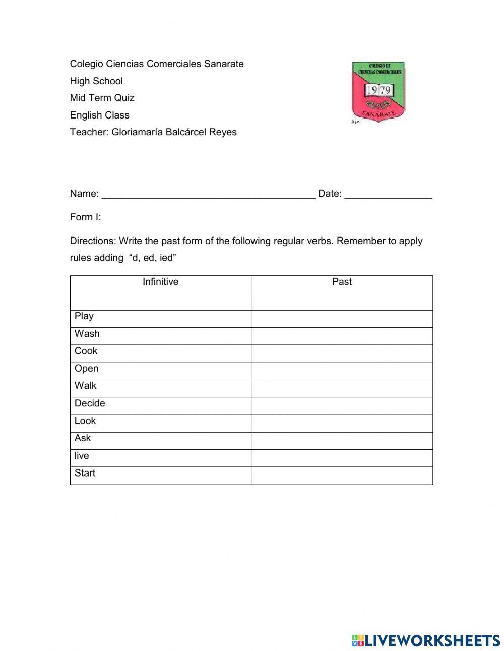 Simple Past Regular Verbs