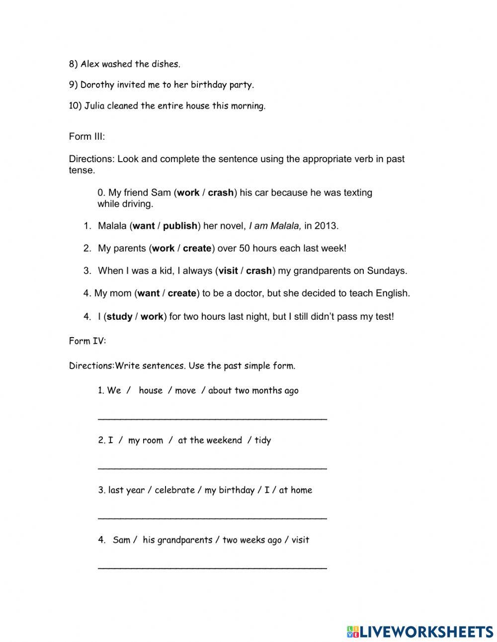 Simple Past Regular Verbs